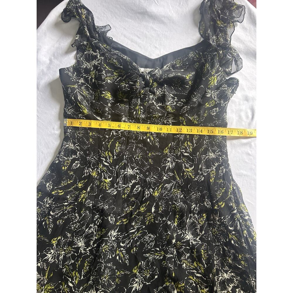 Nine West Silk Floral Baby Doll Dress Womens Size 14P Black Green Romantic NWT - Picture 8 of 9